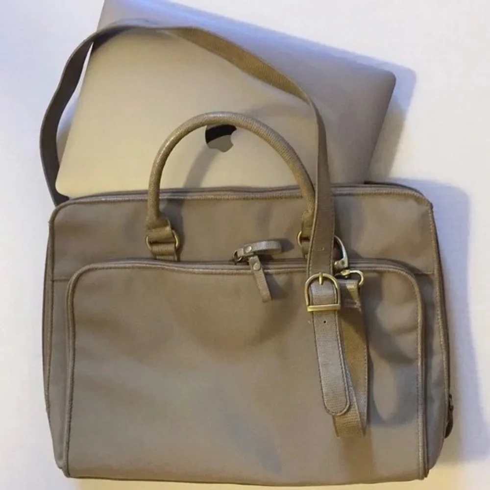 70s LAPTOP Briefcase Canvas Faux Lizard Pockets​ iPad Professional Office Tote